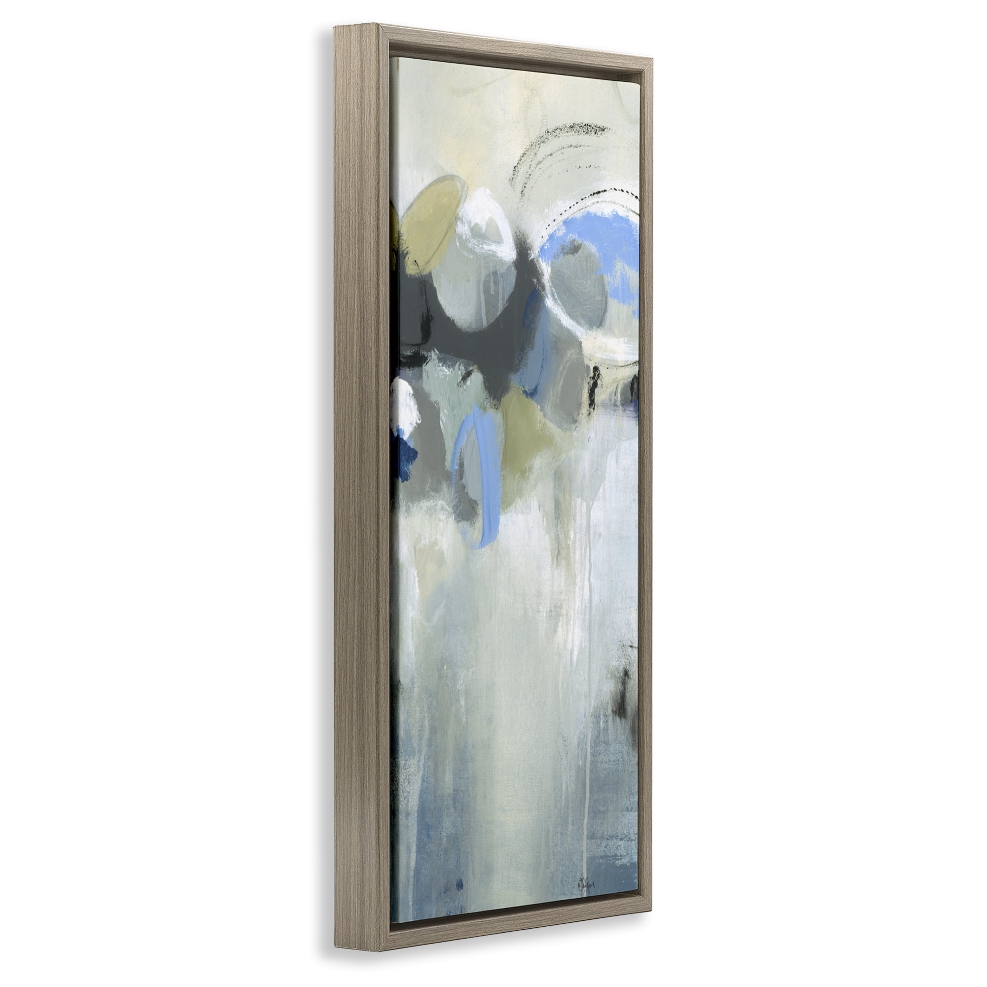 Stupell Industries Beige & Blue Dapples Brown Framed Floater Canvas Wall Art, design by Lisa Ridgers