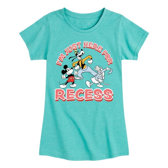 Disney - I'm Just Here For Recess - Toddler & Youth Girls Short Sleeve Graphic T-Shirt