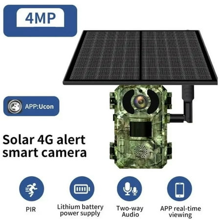 4G Sim Card LTE Cellular 4W Solar 7800mAh Battery Outdoor Hunting Trail Motion Activated Night Vision 4MP IP66 Wildlife Camera