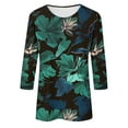thumbnail image 6 of JTZGDY 3/4 Length Sleeve Tops for Women Loose Fit Casual Beach Tropical Printed Summer Crewneck Oversized Tunic Blouse Lightweight Cozy Graphic Vacation T-Shirts Multicolor#14 M, 6 of 6