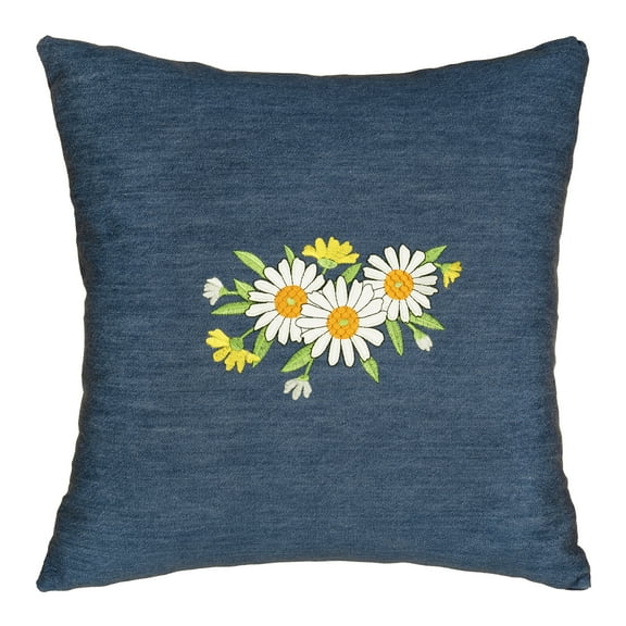 Linum Home Textiles Denim Decorative Square Pillow Cover 18" x 18", Daisy