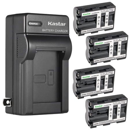 Kastar 4-Pack NP-FM500HN Battery and AC Wall Charger Replacement for Sony DSLR-A200W DSLR-A200WB DSLR-A300 α300 Alpha A300 DSLR-A300K DSLR-A300K/N DSLR-A300X DSLR-A350 α350 Alpha A350 Camera