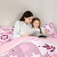 thumbnail image 4 of Erosebridal Lion Wildlife Kids Twin Bedding Sets 7-Piece, Leaf Plant Bedding Comforter Set, Pink, 4 of 7