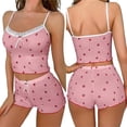 thumbnail image 2 of Short Pajama Set for Women Strawberry Print Cami Shorts Fitted Comfy 2 Piece Womens Pajama Sets Pink L, 2 of 9