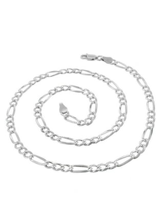 Authentic Solid Sterling Silver Figaro Link Diamond-Cut Pave .925 ITProLux  Necklace Chains 3MM - 10.5MM, 16 - 30, Silver Chain for Men & Women, Made