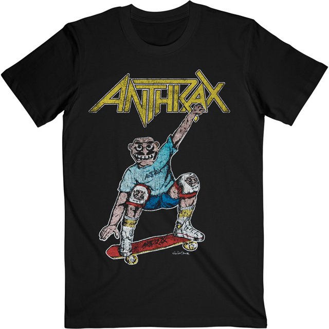 Anthrax - Camiseta Spreading Skater Notman Vintage de Algodón para Adultos Unisex (Negro)