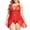 Red, variant on Plus Size Lingerie for Women Lace Babydoll Sexy Nightwear Mesh Front Slit Chemise Sleepwear, Red 2XL