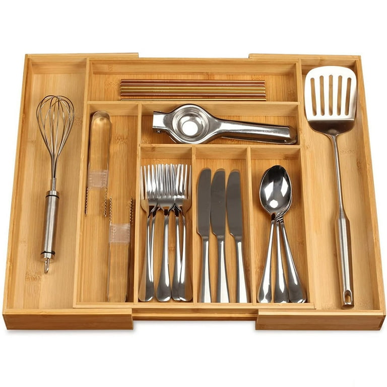 Adjustable Bamboo Drawer Dividers Organizers - Large Expandable Utensi –  lifewithPandJ