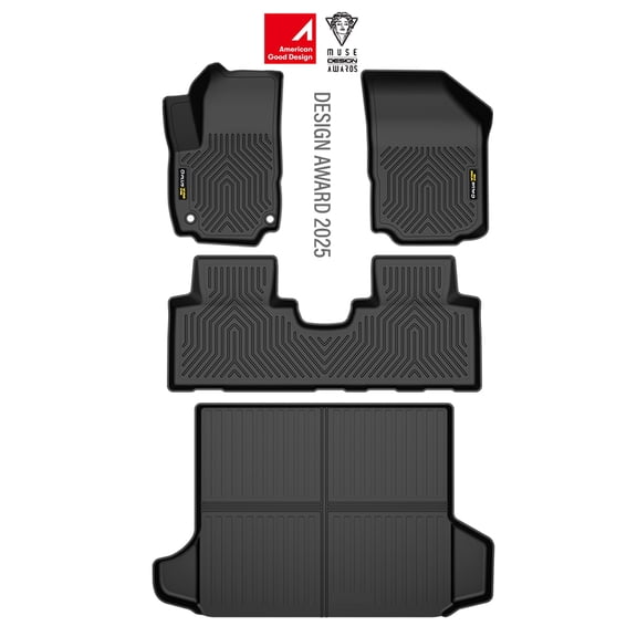 Floor Mats & Cargo Liner Fit for Chevy Equinox 2018 2019 2020 2021 2022 2023 2024 TPE Custom Fit All Weather Floor Liners 1st & 2nd & 3rd Row Waterproof Black 4 PCS