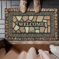 thumbnail image 5 of Retro Welcome Mat â 15.7x23.6 Inch Non- Doormat, Heavy Duty Rubber Backing, Water Absorbent for Indoor/Outdoor Use â Decorative Entryway Rug for Home, Patio, Front Door, 5 of 7
