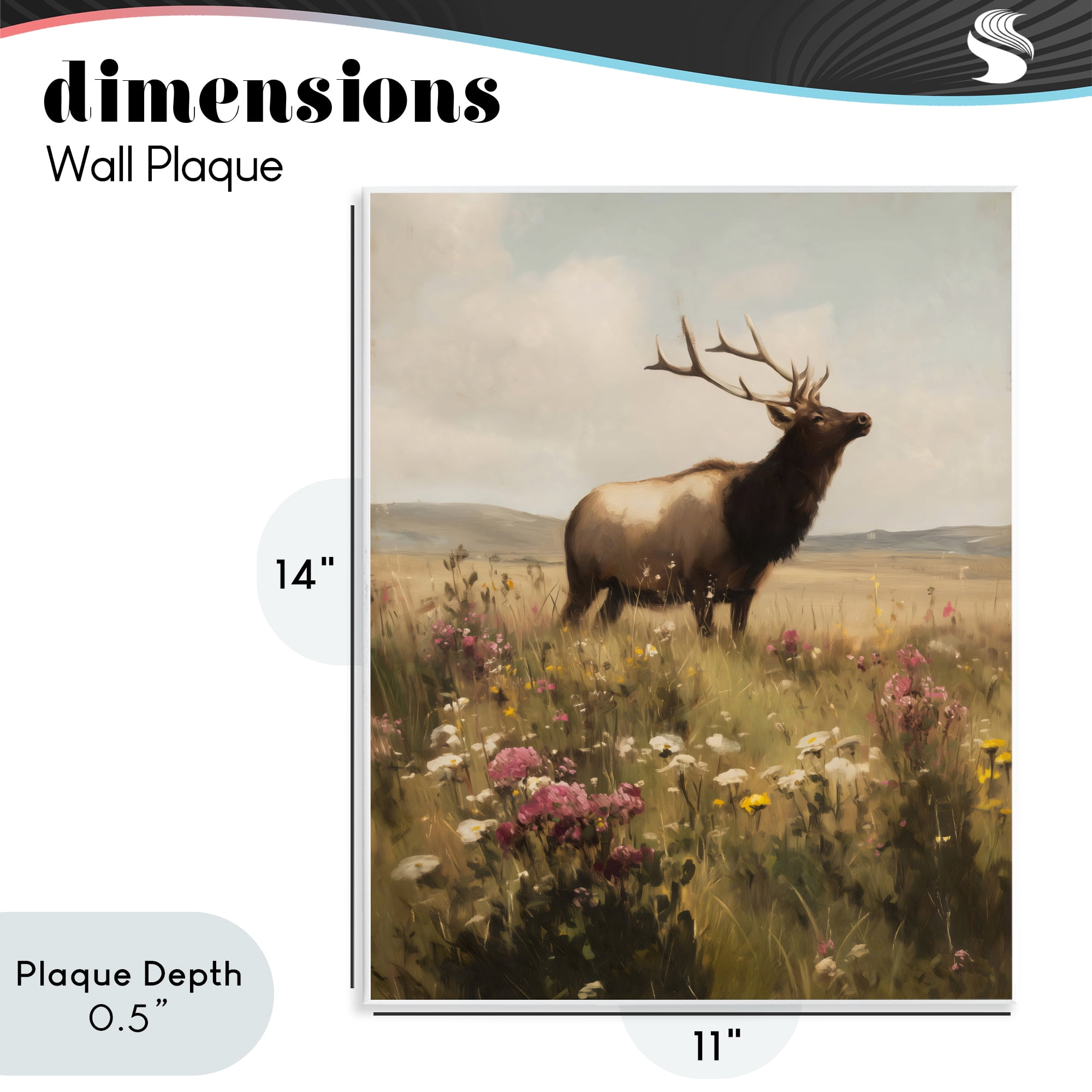 Stupell Industries Elk in the Wildflower Meadow Wall Plaque Art, design by Arlington Prints