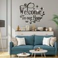 thumbnail image 4 of Welcome Sign Mirror Wall Stickers Letter Mirror Decals DIY Plastic Mirror Tiles Welcome to Our Home Self-Adhesive Mirror Wall Decors Sticker for Living Room Bedroom Home Wall Decoration Golden, 4 of 9