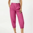 thumbnail image 3 of Symoid Capris for Women Dressy Casual- Casual Solid with Pockets Cropped Pants Summer Womens Fashion Baggy Cuffed Joggers Capri Pants Hot Pink Size S, 3 of 5
