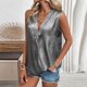 thumbnail image 5 of TaTaai 2026 Summer Women’s V Neck Hot Stamping Tee Sleeveless Loose Tank Casual Solid Color Fashion Top Foil Print Polyester Daily Party Shirt Gift, 5 of 9