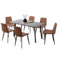 thumbnail image 6 of Modern Dining Table 7-Piece Kitchen Table Set for 6 People Rectangular Wood Dining Table with 6 Upholstered Leather Chairs, 6 of 6