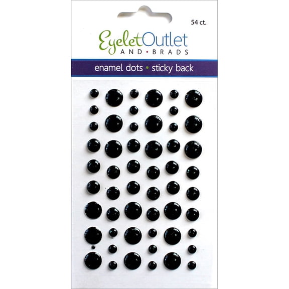 Eyelet Outlet Adhesive-Back Enamel Dots 54/Pkg-Glitter Black
