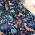 thumbnail image 3 of DarkBlue Cartoon Dinosaurs Text Pattern Blanket,Comfortable Soft Flannel Throw Blanket,All Season,Warm Lightweight Blankets for Sofa Bed Couch Living Room Chair,30"x40", 3 of 4