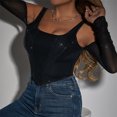 thumbnail image 6 of Njoeus Corset Tops for Women Basic Long Sleeve Crop Top Rhinestone Sheer Mesh Tee Shirt Party Clubwear Bustier Tops Summer, 6 of 8