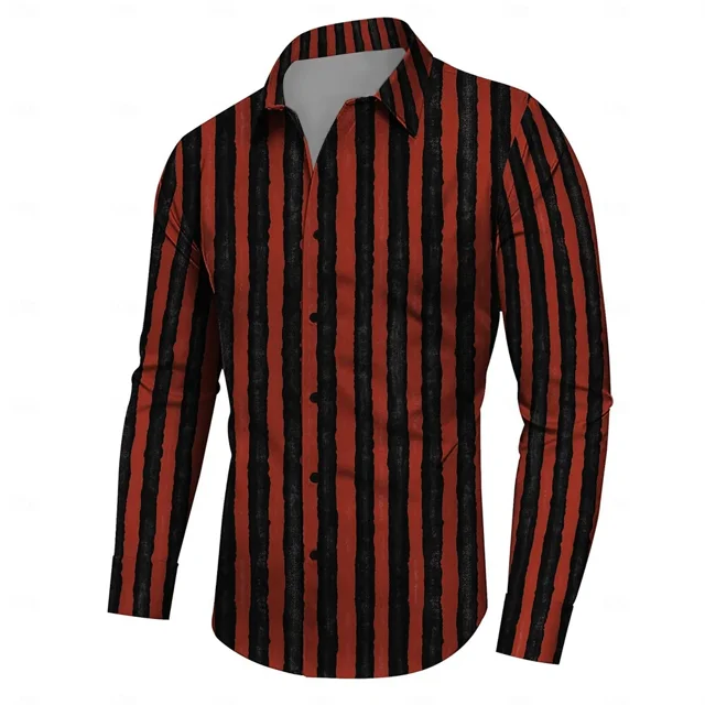 Camisa nueva para hombre, camisa informal con estampado de rayos, camisa de fiesta con solapa, diseño de diseñador de lujo a la moda, camisa de tela cómoda con botones