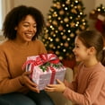 thumbnail image 3 of Pink Christmas Wrapping Paper for Girls Women Kids - Holiday Gift Wrap with Winter Houses & Snowflakes - 4 Sheets (28 x 40 inches), Easy to Store, 3 of 14