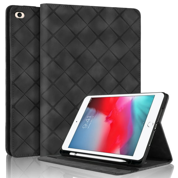 Decase for iPad mini 5/4/3/2/1 (7.9") Cover with Pencil Holder/Pockets,Auto Wake/Sleep,Folio Stand Embossed PU Leather Smart Wallet Shell for 7.9 inch Apple iPad mini 5th/4th/3rd/2nd/1st Gen,Black