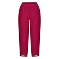 thumbnail image 3 of WIZUTIZ Palazzo Pants for Women Casual Comfy Trendy Baggy Wide Leg Sweatpants Stretch Elastic High Rise 7/8 Length Summer Pants Solid Asymmetrical Cropped Pants for Lady Athletic Work Pink, 3 of 4