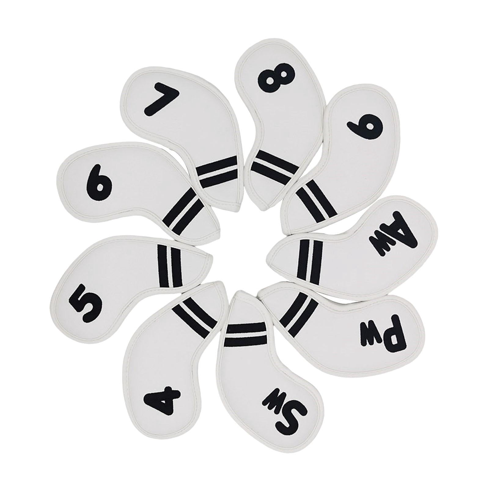 QccHieUs 9 Pcs Golf Club Head Covers, Mallet Putter Covers, Men's Protector, Premium white