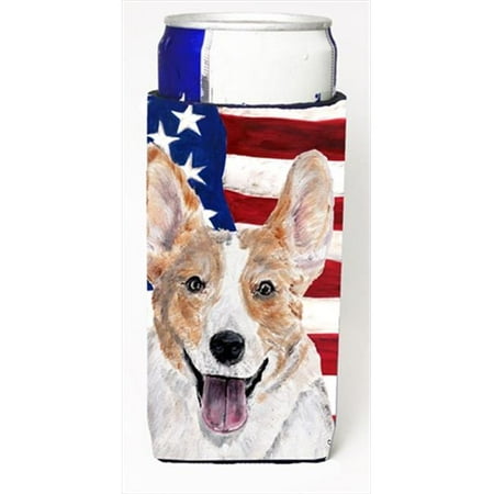 

Cardigan Corgi With American Flag Usa Michelob Ultra bottle sleeves Slim Cans 12 Oz.