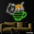 thumbnail image 2 of Craftnamesign Cat In Cup Neon Sign, Coffee Shop Decor, Cat Lover Gifts, 2 of 4