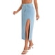 thumbnail image 4 of Falda de mezclilla de mujer INSPIRE CHIC, cintura alta, corte en A, abertura hasta el muslo, longitud midi, 2XL, azul claro, 4 of 6