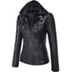 thumbnail image 2 of Chaqueta Springrain de piel sintética Moto Biker con capucha desmontable, 2 of 7
