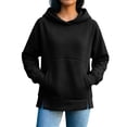 thumbnail image 1 of LLYWEY Sudadera con Capucha de Otoño para Mujer, Suéter de Forro Polar de Manga Larga de Color Sólido Casual para Viaje con Bolsillos Negro XL, 1 of 6