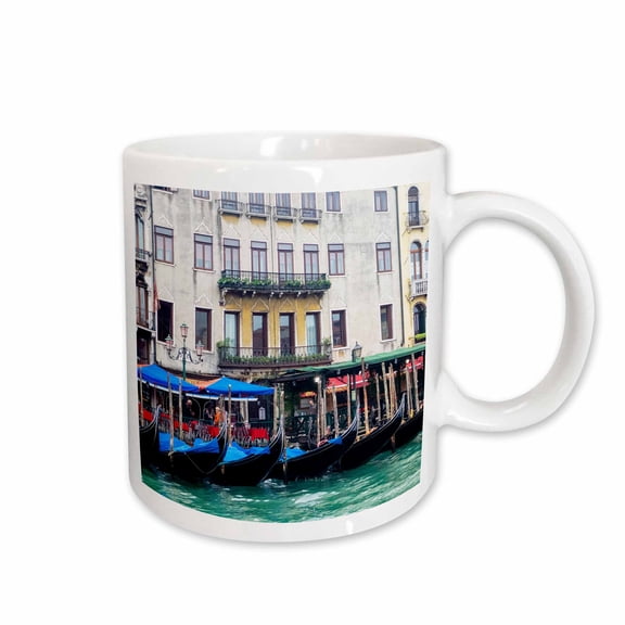3drose, Italy, Venice, Buildings Along the Grand Canal with Gondolas Parked, 15oz Mug