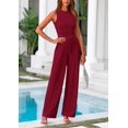 thumbnail image 3 of Conjunto Coordinado PRETTYGARDEN Top Corto y Pantalones Palazzo Vino Tinto Talla L, 3 of 8