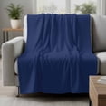 thumbnail image 2 of Navy Blue Pure Color Blanket Soft Cozy Warm Twin Blanket for Bed, Plush Fuzzy Flannel Fleece Blankets for Sofa, Aesthetics Contemporary Luxury Throw Blankets for Couch, Gifts for Men, 60"x80", 2 of 9