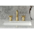 thumbnail image 3 of Kingston Brass KS1417KNX Convergent Two-Handle 3-Hole Deck Mount Widespread Bathroom Faucet with Push Pop-up Drain in Brushed Brass, 3 of 8