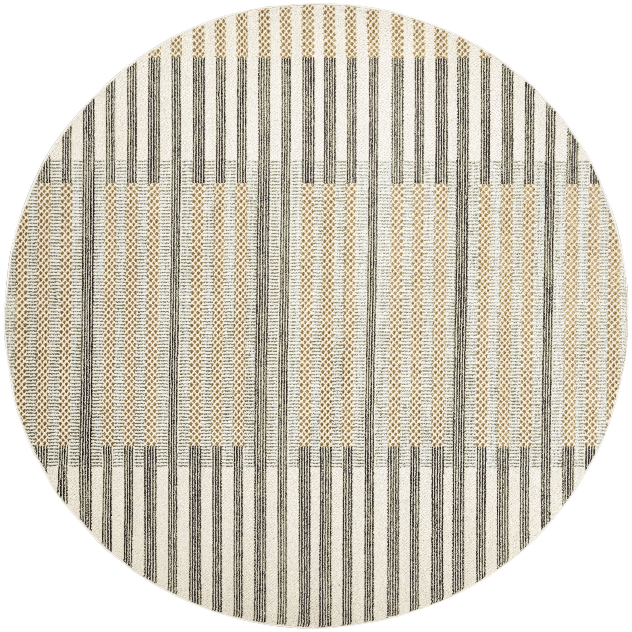 Nourison Nordic 5' x Round Ivory Multicolor Modern Indoor Rug