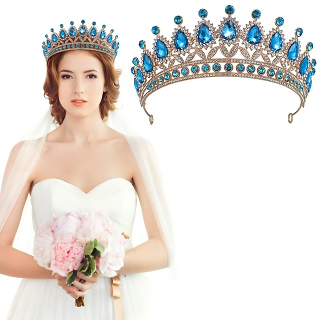 Miangastore Tiara Crown Exquisite Design Zinc Alloy Rhinestone 1Set 6.3x6.3x2.6in