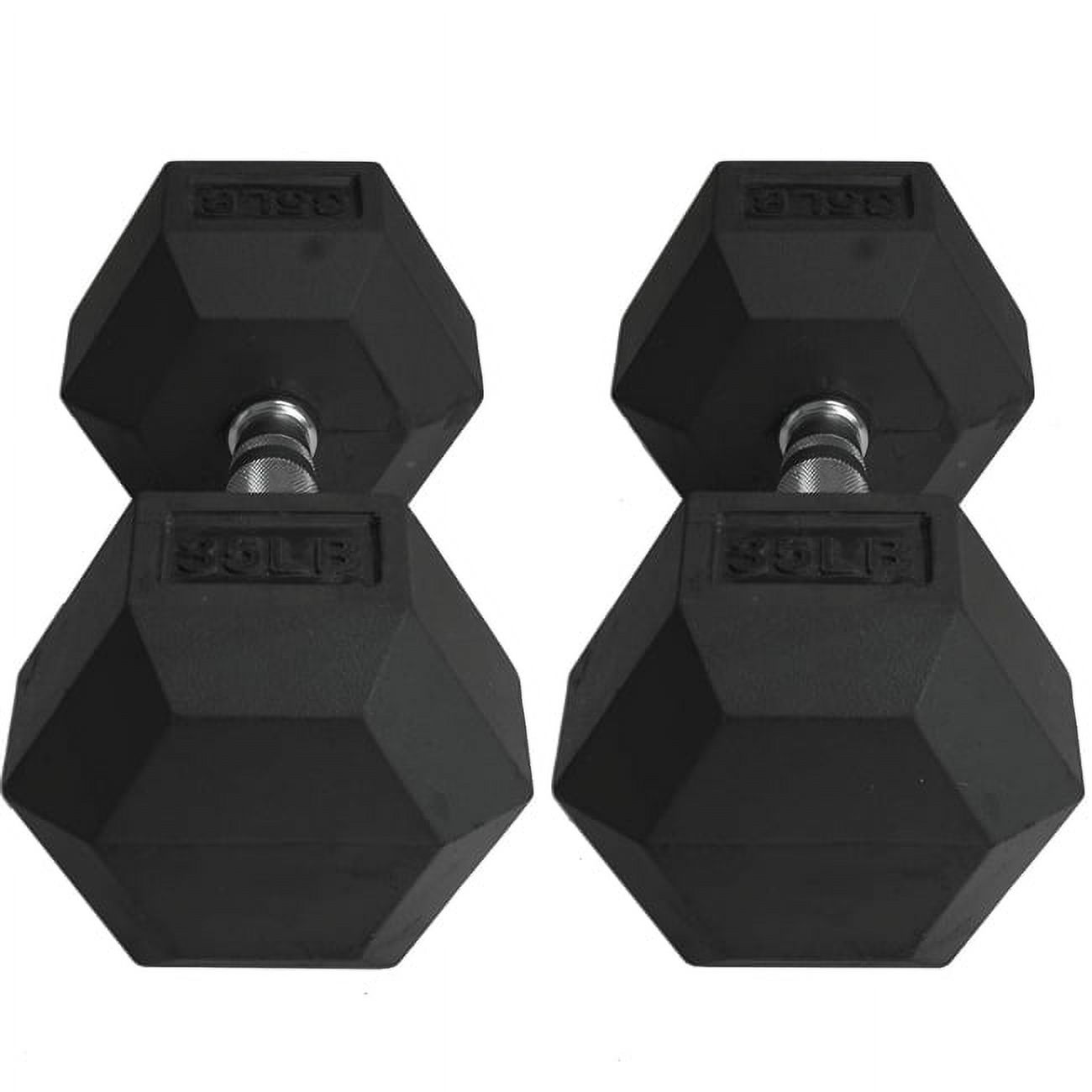 Titan Fitness 35 LB Pair Free Weights, Black Rubber Coated Hex Dumbbell, Ergonomic Cast Iron Handle, Strength Training - image 4 of 4