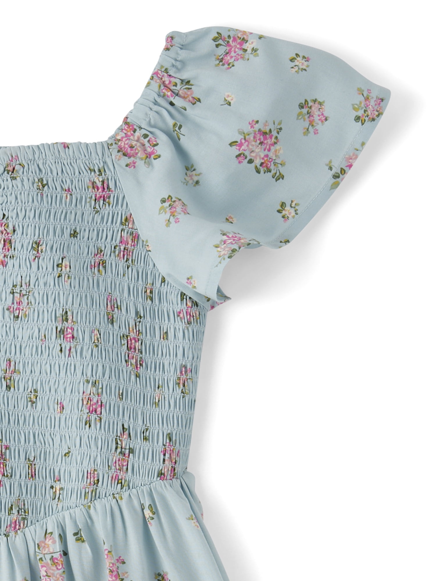 The Children's Place Girls Cap Sleeve Floral Smocked Ruffle Dress, Sizes XS-XXL