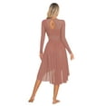 thumbnail image 3 of Doomiva Women Lyrical Dance Dress Long Sleeve Asymmetrical Hem Modern Contemporary Dance Dress Dusty Pink XL, 3 of 7