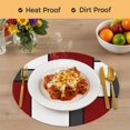 thumbnail image 4 of Modern Geometric Red Black Round 13 Inch Placemats Set of 2, Abstract Minimalist Color Blocks HeatResistant Non Slip Place Mats for Dining Table, Wipeable Braided Kitchen Table Mats for Housewarming, 4 of 9
