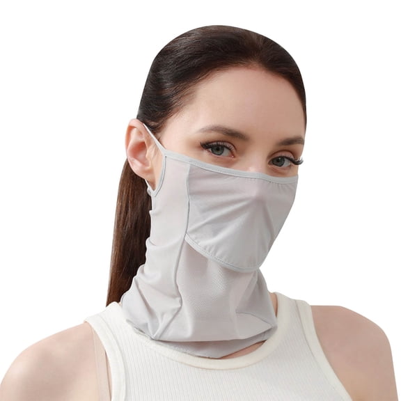 UV Face Mask, Sun Masks for Women, Soft Breathable Face for Outdoors, Washable Reusable Light Gray A