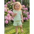 thumbnail image 6 of Loicainy Baby Toddler Girl Summer Striped Outfits 6 12 18 24 Months 2T 3T 4T Sleeveless Ruffle Tops + Shorts Set Clothes, 6 of 9