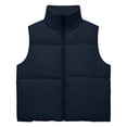 thumbnail image 5 of Smupbvky Cropped Vest for Women Zip Up Sleeveless Quilted Jacket Lightweight Mock Neck Winter Outerwear for Layering (XL, Navy), 5 of 7