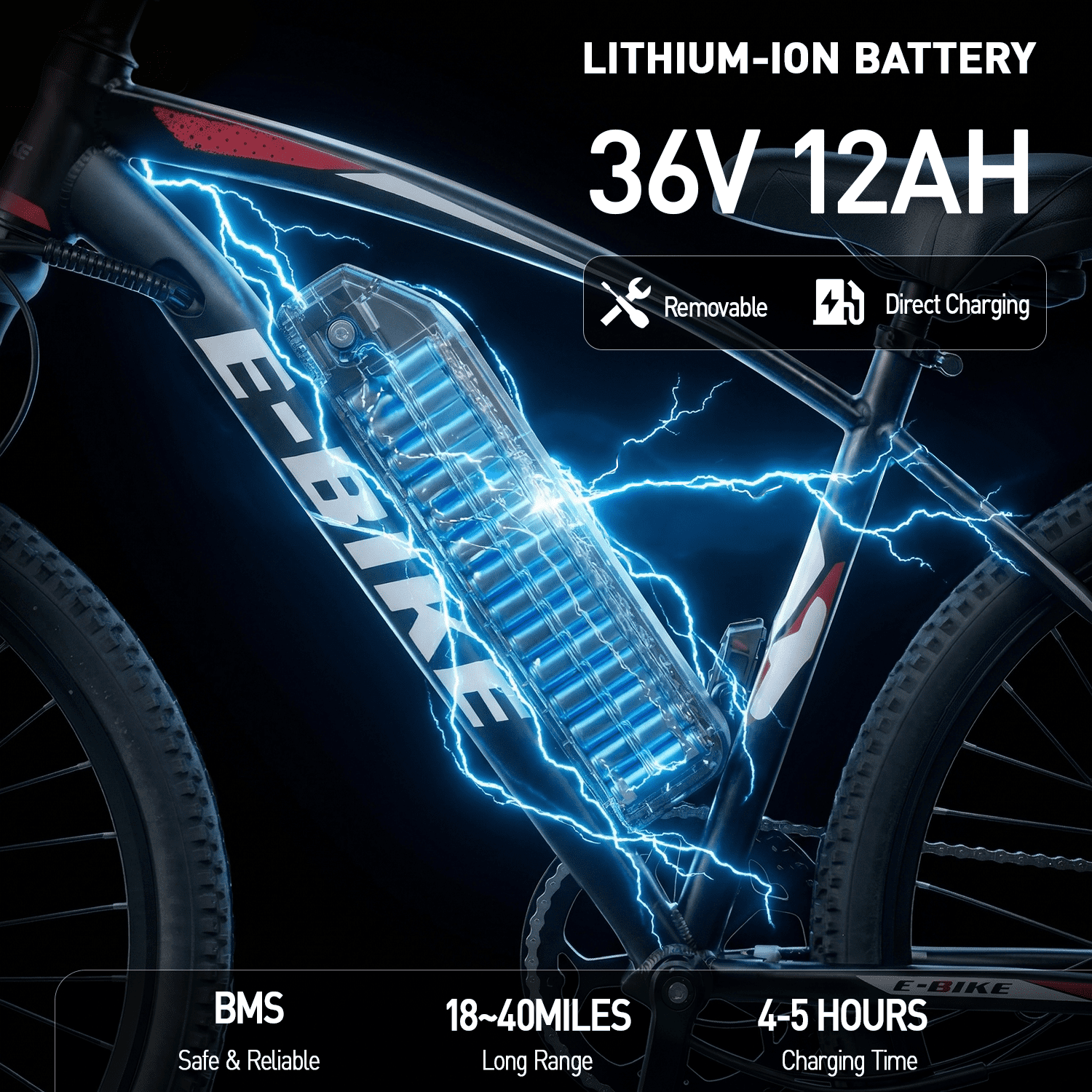 Adults 20MPH Electric Mountain Bicycles,500W Peak 749W Motor, 40 Miles Range,26" Commuting E bike with 432Wh Removable Battery,7 Speeds,UL2849 Certified