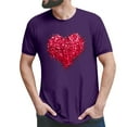 thumbnail image 3 of T-shirts Assortis pour Couple de la Saint-Valentin Légers Mode à Imprimé Cœur Col Rond Décontracté Tunique à Manches Courtes T-Shirt Confortable Doux Respirant Blouse Tee pour Lui et Elle Violet m, 3 of 6