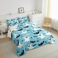 thumbnail image 3 of Manfei Halloween Bedding Sets Queen with Comforter for Teens, Blue Comforter Sets Queen Size, Kawaii Ghost Bat Reversible Down Comforter, Breathable Bedroom Decorative, 3pcs, 3 of 8