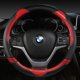 thumbnail image 1 of Nuevas fundas de cuero para volante de automóvil para mujer, lindas orejas de gato, negras, rojas, redondas, universales, 38 cm, 1 of 4
