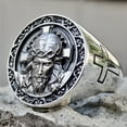 thumbnail image 3 of Vintage Silver Christian Catholic Jesus Cross Rings for Men Religious Lords Prayer Signet Band Ring for Baptism Christmas Communion Easter, 3 of 4
